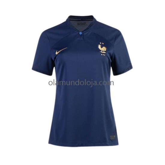Camisola França Mulher Equipamento Primeiro Copa do Mundo 2022 Manga Curta